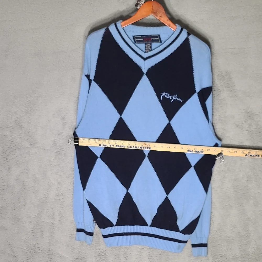 Phat Farm Blue and Black V-Neck Sweater - Picture 4 of 8